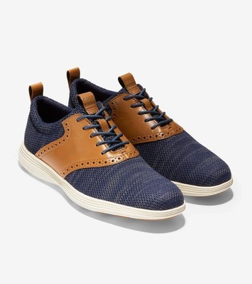 Cole Haan Grand Tour Men 10.5 Knit Oxfords Blue Tan C31348  display picture 3