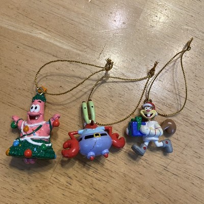 Nickelodeon SpongeBob mini Christmas Ornament Lot Of 3 Patrick Krab Sandy Cheeks