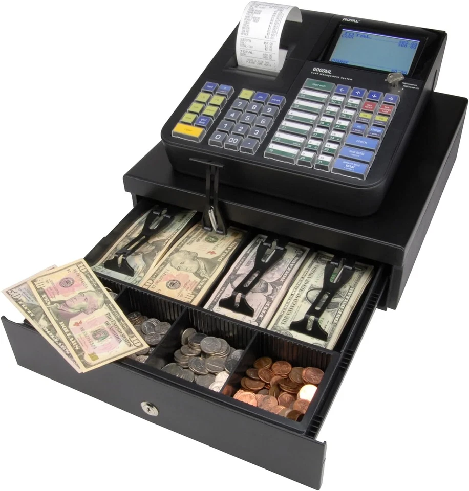 Caja registradora Royal 6000ML, 24 departamentos, sistema de identificación de 10 empleados, negra Foto 4 de 4