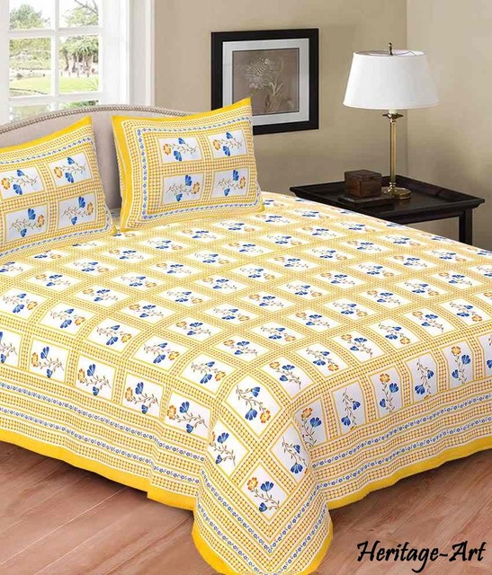 Rajasthani Handmade King Size 100 Pure Cotton Bed Sheet With Two Rajasthani Handmade King Size 100 Pure Cotton Bed Sheet With Two Pillow Covers