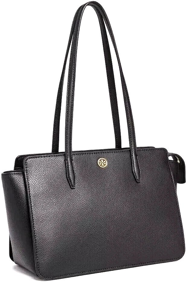 Tory Burch Robinson Borsa a tracolla piccola con zip in pelle nera e ciottoli $398