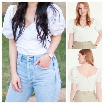 white smocked crop top