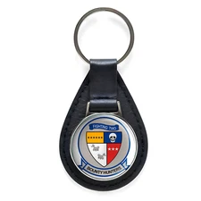 VF-2 'Fighting 2 Bounty Hunters' Black Leather Keychain Silver Keyring Military