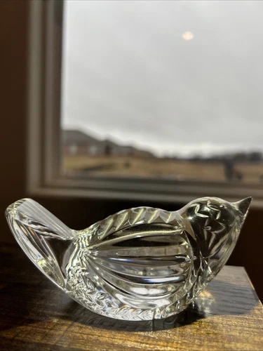 Vintage Waterford Crystal Sparrow Wren Figurine Paperweight Bird Ireland 4.5”