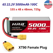 HRB 22.2V 5000mAh XT90 100C 6S LiPo Battery for RC Drone Boat Car Truck Airplane