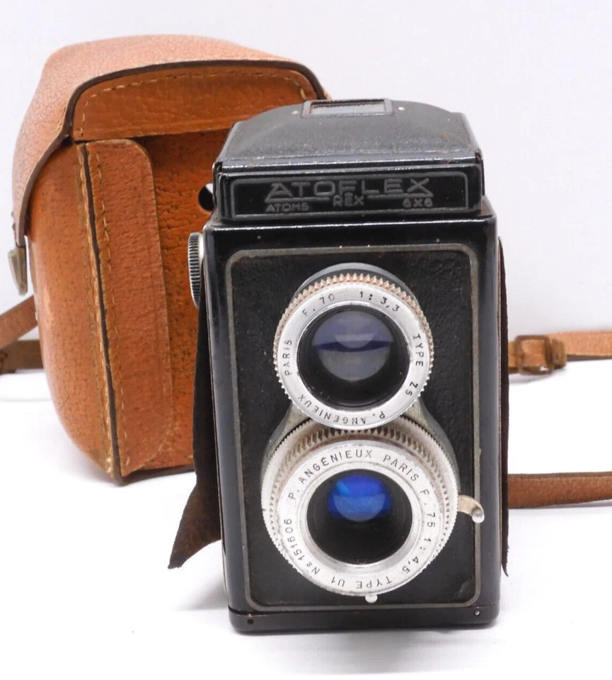 -APPAREIL PHOTO ATOFLEX REX 6 x 6 ANGENIEUX années 50 VINTAGE SACOCHE CUIR D - Photo 2/4