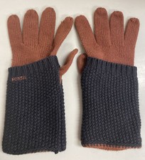 WOMENS FOSSIL BLACK & BROWN WINTER KNITTED GL...