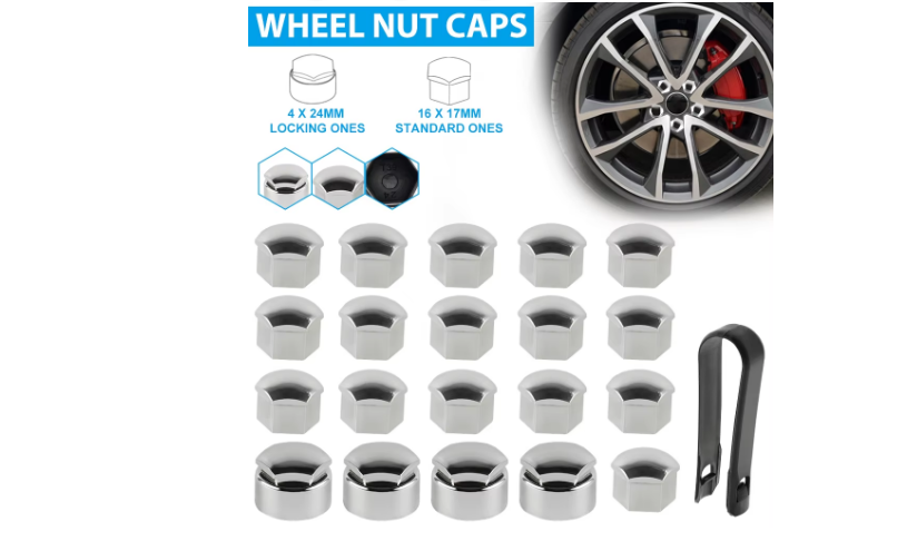 20 PCS Sliver Wheel Nut Caps 17mm x 24mm Bolt Covers For Mini Cooper Universal