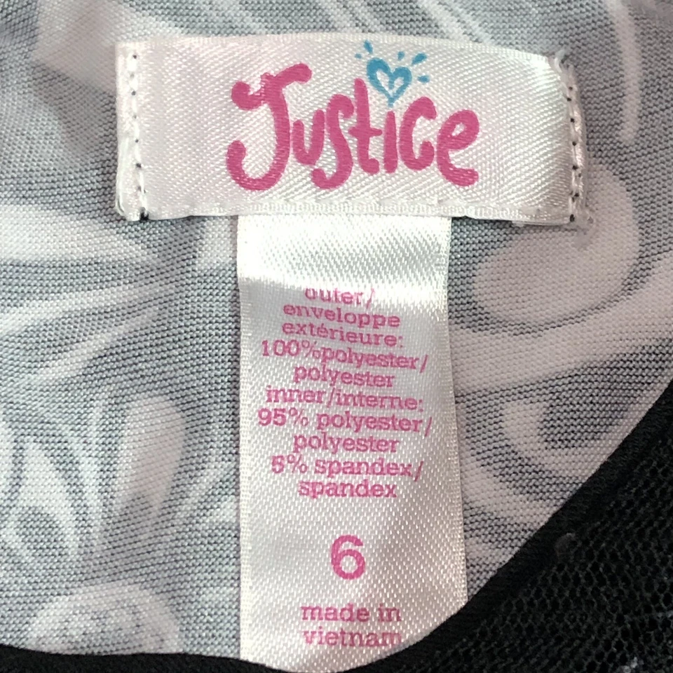 Justice Dress Girls 6 Fit & Flare Floral Flower Power Fairycore Whimsigoth Black - Image 2 of 4