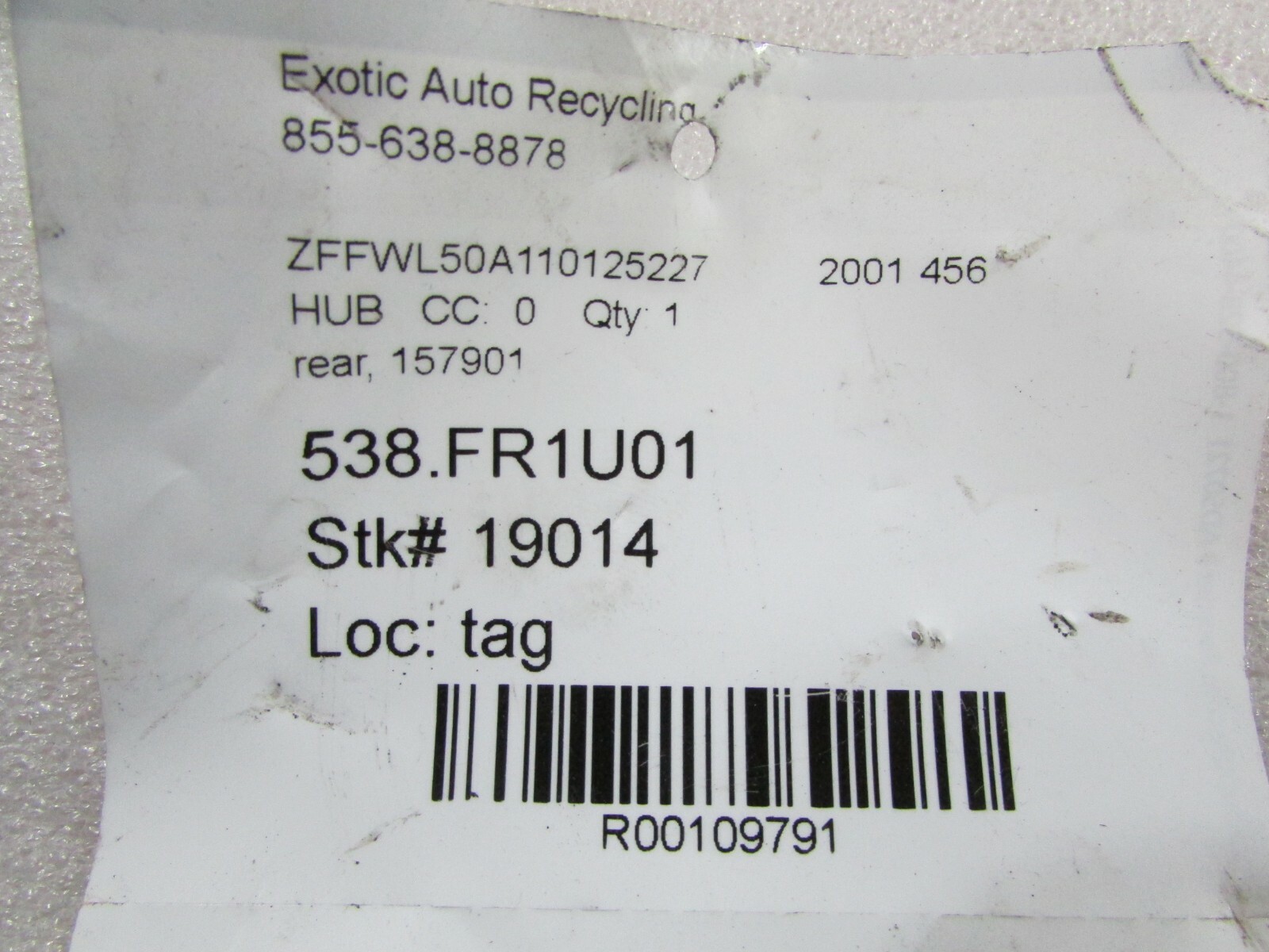 Ferrari 456, 550, Rear Hub, Used, P/N 157901