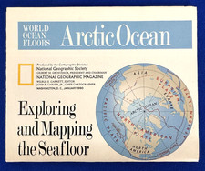 1990 National Geographic World Ocean Floors Arctic Ocean-Mapping Seafloor Map