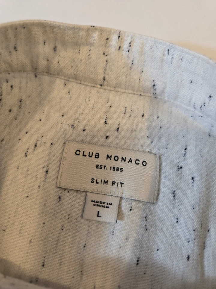 Club Monaco Mens Large Band Collar Slim Fit Shirt Long Sleeve Button Up - Image 2 of 4
