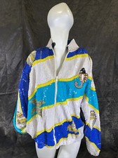 Nautical Sequin Silk Vintage Ladies Jacket M 8-10 By Modi