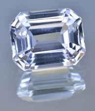 Natural 26.0 Ct White Montana Sapphire Emerald Cut Certified Rare Loose Gemstone