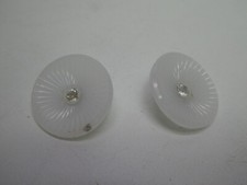 2  VINTAGE WHITE ART DECO GLASS BUTTONS RHINESTONE DIAMONTE CENTRE
