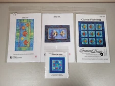 Lot Of 4 Fish Quilt Patterns - Castilleja Cotton, Southwind Designs, Little Bits