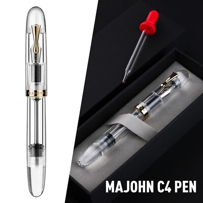 Majohn C4 Eyedropper Fountain Pen Clear Acrylic Big Size Writing Pen EF/F/M Ni4A