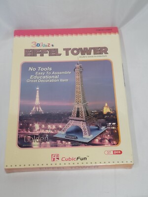 Eiffel Tower 3D Cubic Fun Puzzle - 37 Pieces Brand New Factory Sealed NOS