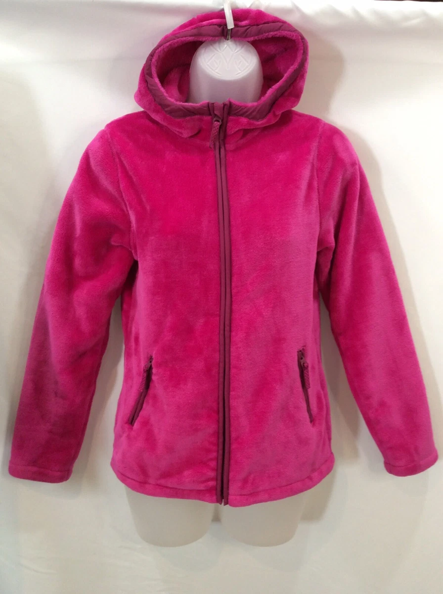 Lands End Girls Softest Fleece Jacket Size L 14 Pink Full Zip