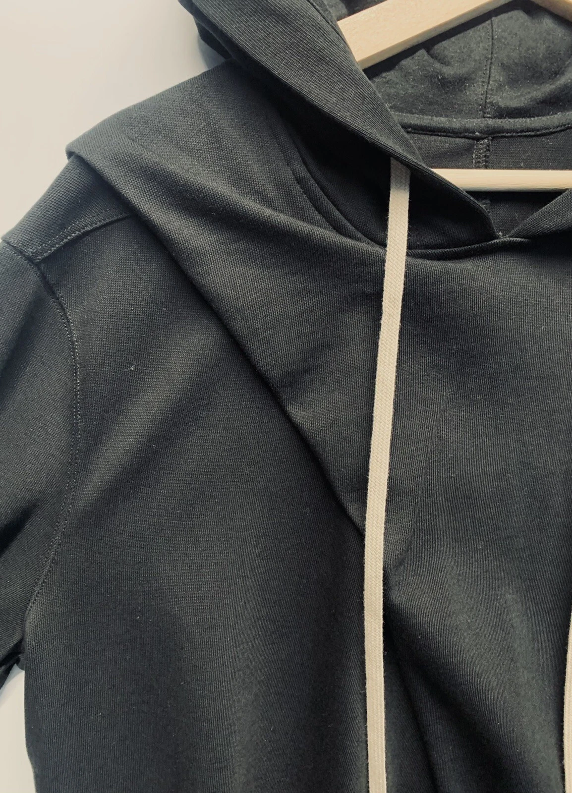 Felpa con cappuccio nera Rick Owens dettaglio pieghevole cotone taglia small prezzo disponibile £430