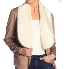 Nwt Vigoss Faux Fur Trim Faux Suede Wrap Jacket Xs