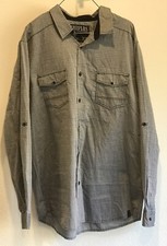 Surplus Dress Shirt Long Sleeve Mans Button Up Mens XL Gray White Black NWT