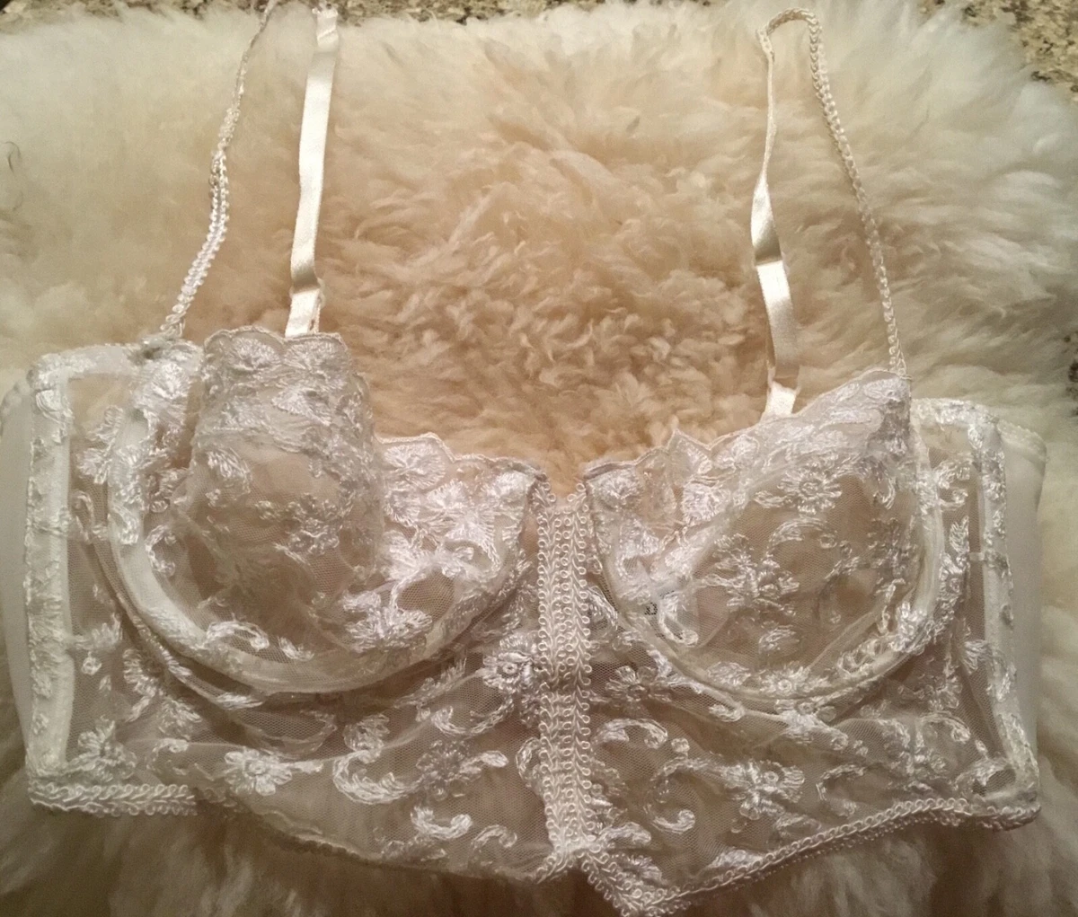 Christian Dior Vintage Ivory Lace Bustier bra bridal 34c