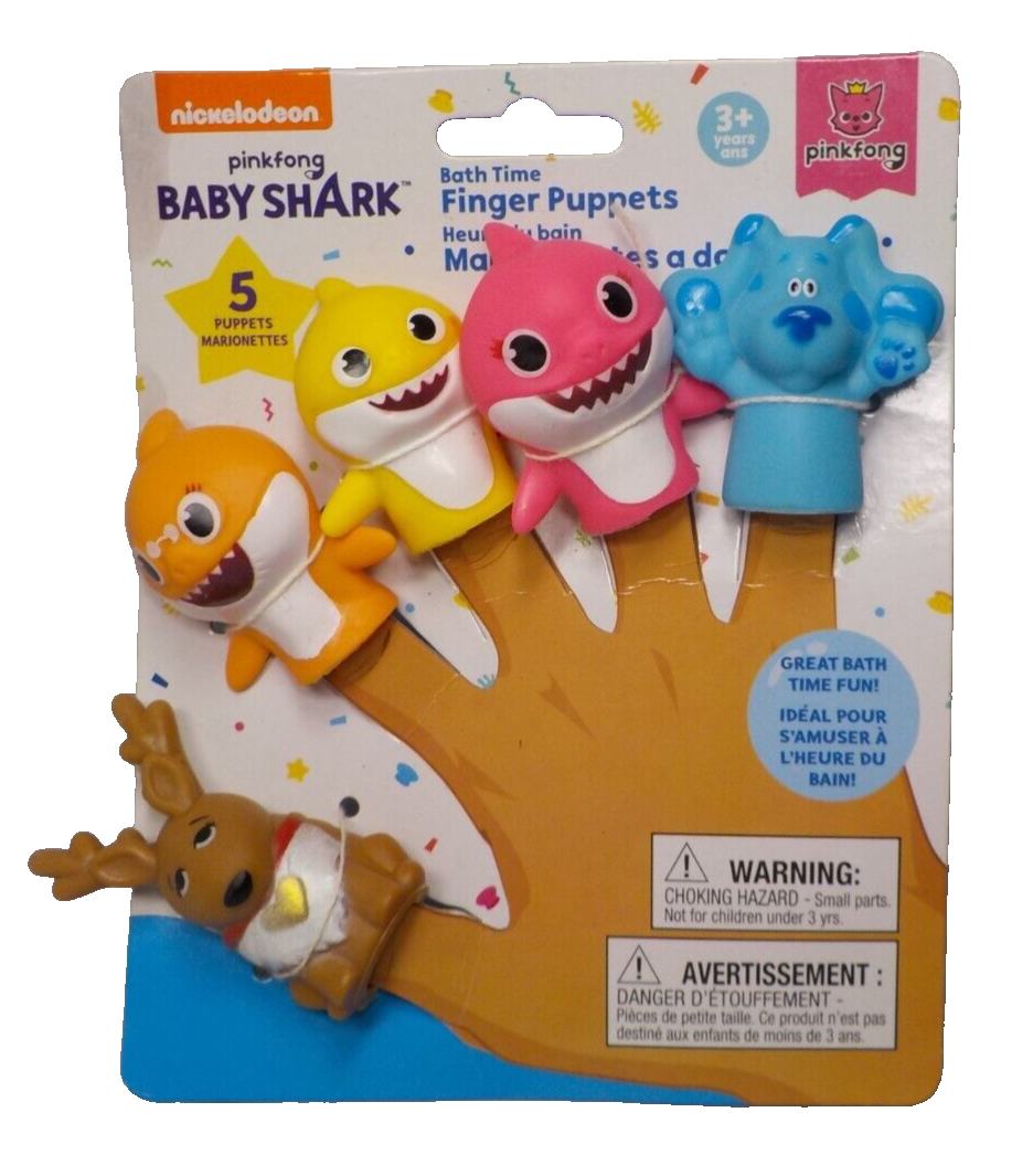 Baby Shark Finger Puppet Set 5-Pack Bath Toys For Toddlers Baby