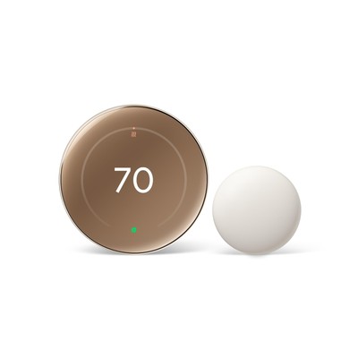 Google Nest Learning Thermostat (4th Gen 24) w/ Temperature Sensor Polished Gold