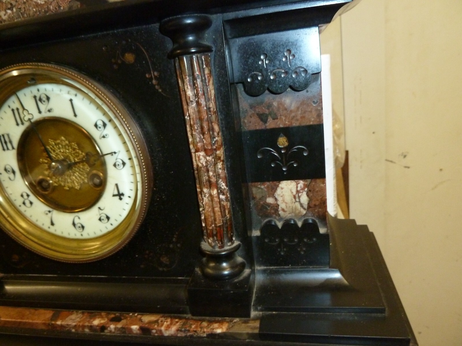 vintage Victorian Large Heavy Marble And Slate Antique Mantel Clock eBay