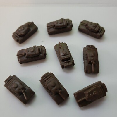 Vintage Axis & Allies Board Game Parts Pieces 1986 MB 9 pcs Brown Tanks