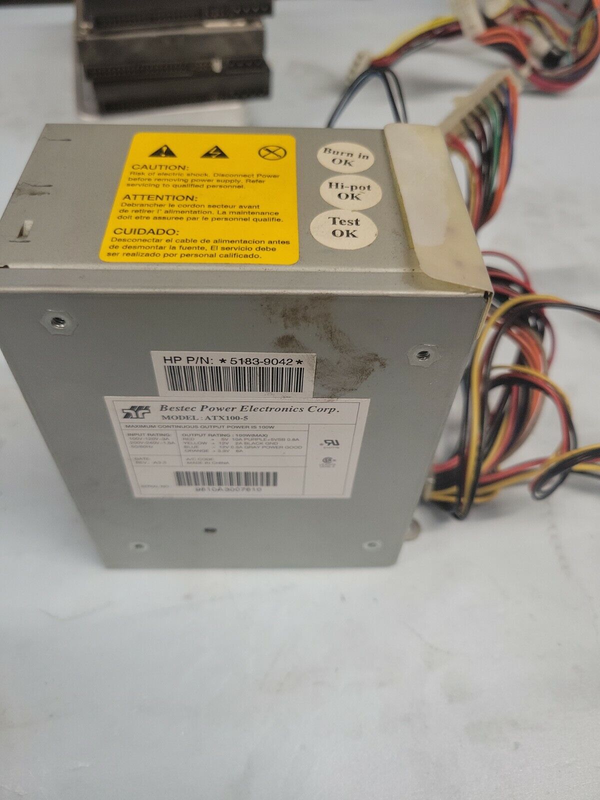 Bestec ATX100-5 Desktop 100W Power Supply- 5184-2191 Used
