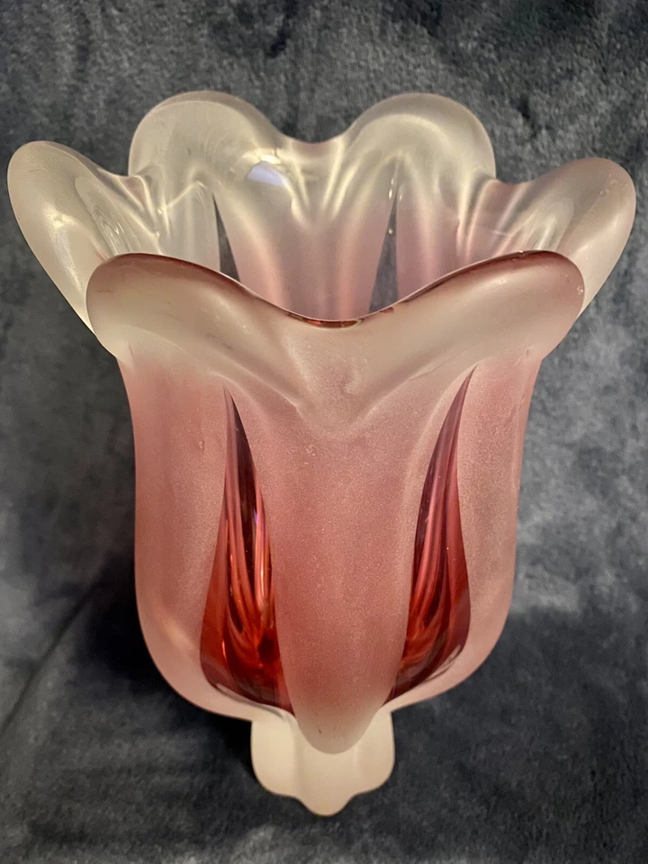 "Florero de colección MCM Josef Hospodka bohemio checo Sklo Union Chribska cristalería 10,5"" H" Foto 3 de 4