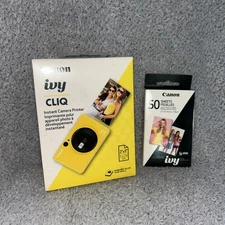 Canon Ivy CLIQ Instant Camera Printer + 20 Sheets Photo Paper, (Seaside YELLOW)