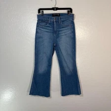 Veronica Beard Jeans Womens 27 Carson Ankle Flare High Rise Raw Hem Made USA