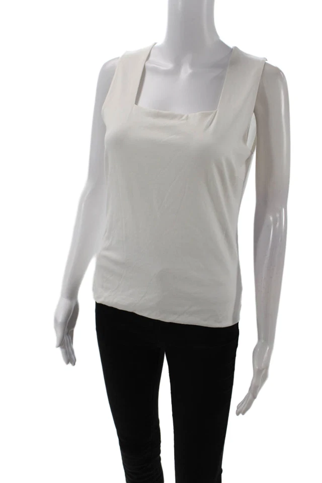 Camiseta sin mangas Akris Punto para mujer cuello cuadrado blanca mezcla de algodón talla 8 Foto 2 de 4