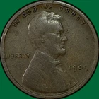 1909-VDB Lincoln Wheat Cent Fine F Coin, Rim Nicks #40862