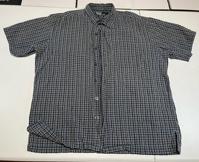 vtg Polo Ralph Lauren Caldwell LOOP COLLAR shirt Mens Large blue plaid button