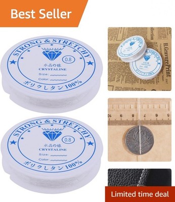 Amaney 0.8mm Elastic String - 2 Rolls of Stretchy Crystal Bead Cord for Jewelry