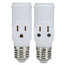 ⁺2Pcs 3 Prong Light Socket Adapter Plug White E26 Light Bulb Outlet Adapter