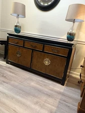 Vintage Raymond Sobota 4 Century Furniture Chinoiserie Style Burl Wood Credenza