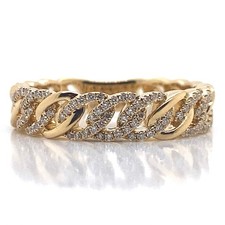Diamond Designs Yellow Gold Diamond Chain Link Fashion Wedding Band Size 6.5 