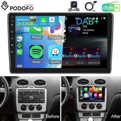 DAB+ Für Ford Focus MK2 2004-2007 Android 15 Autoradio GPS Navi CarPlay 2+32GB - Bild 1 von 4