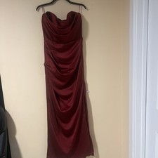 Fashion Nova Satin Hearth Maxi Dress Women's Size Large Colour Red Wine 