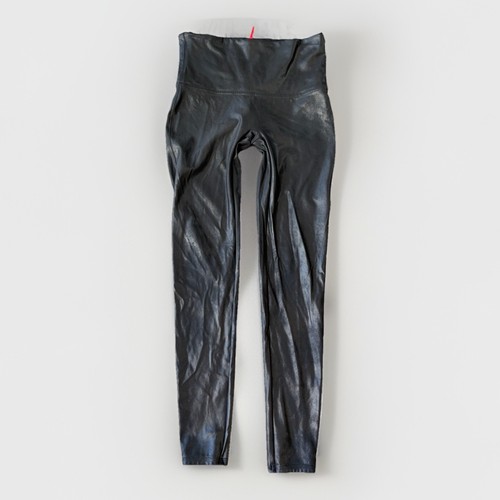 Spanx Faux Leather Black Leggings Size XL