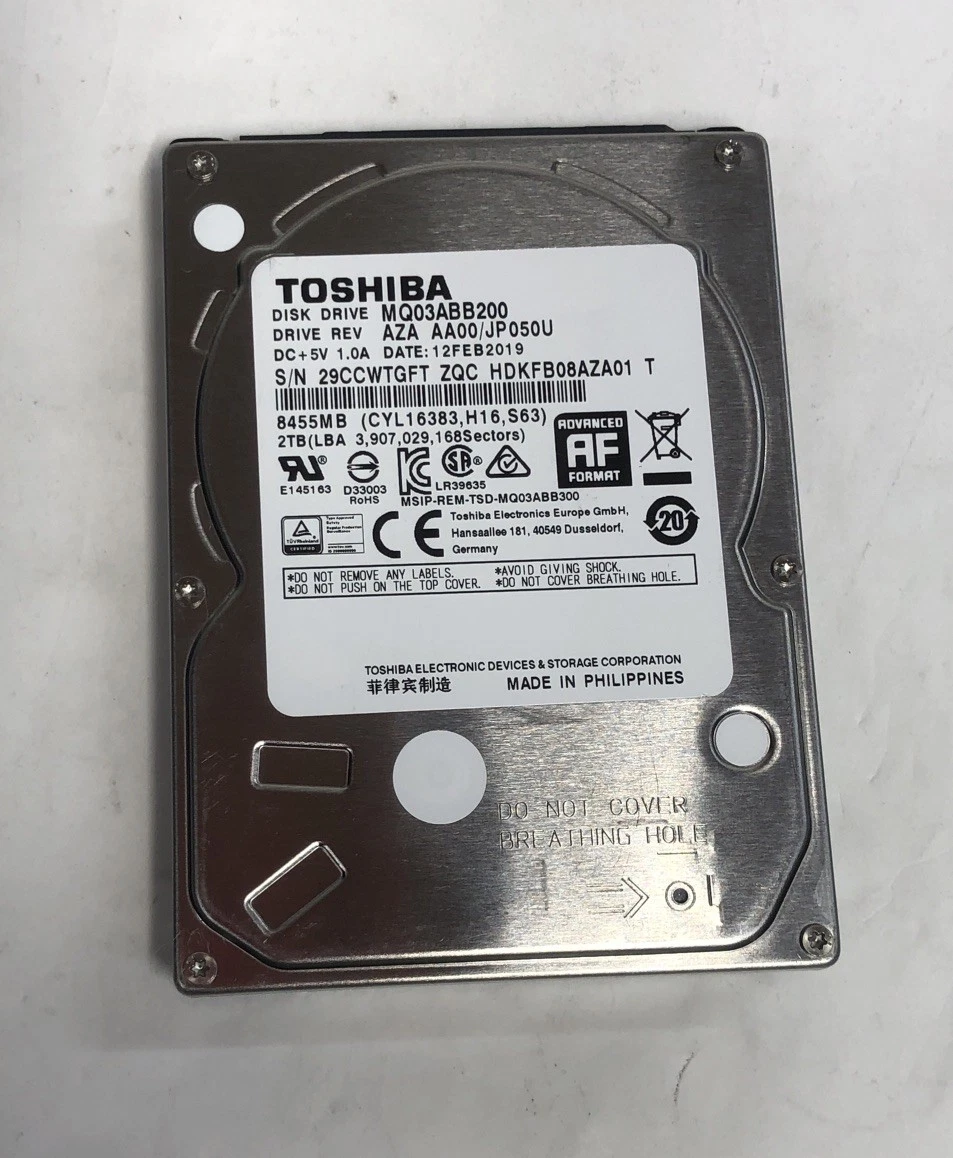 Toshiba Internal Hard Disk Drives 2.5 in Form Factor 2TB Storage