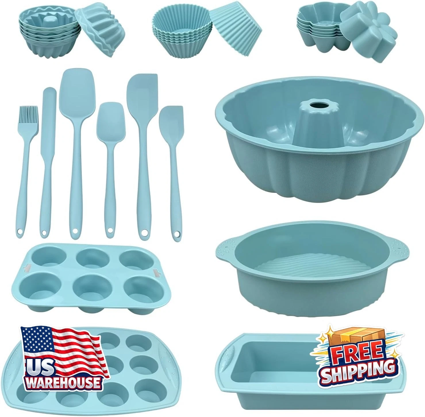 29PCS Silicone Baking Molds Set – Non-Stick Food Grade Silicone Bakeware for