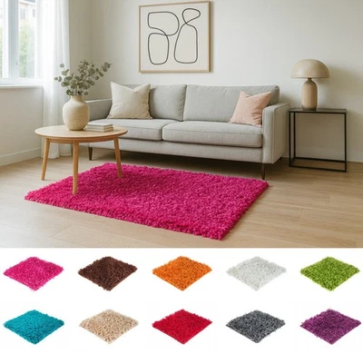 Shaggy Hochflor Teppich Einfarbig Langflor 5cm Wohnzimmer kleine Größen SALE - Bild 1 von 2