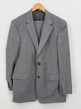 Jos A Bank Men  s 42L Blazer Gray Check Wool Sport Coat Suit Jacket Pants Set