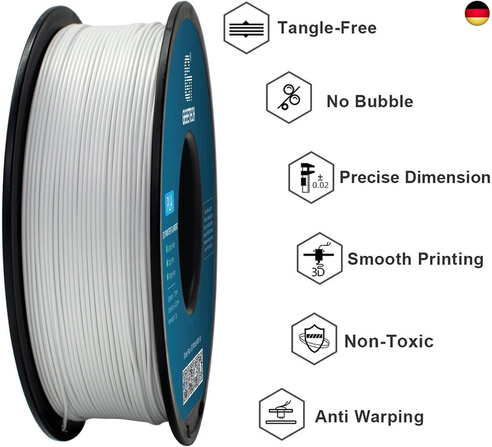 GEEETECH PLA Filament für 3D Drucker, 1,75mm, Pla Weiss - Bild 4 von 4